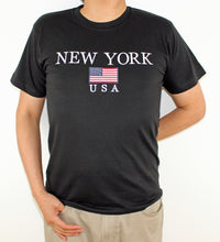 Load image into Gallery viewer, Adult T-Shirt Embroidered with &quot;NEW YORK U.S FLAG&quot;